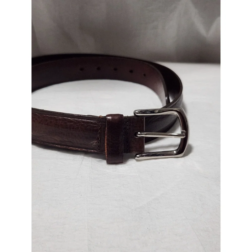 Johnston & Murphy Brown Aniline Kipskin Shoulders Leather Belt 36 Handmade USA